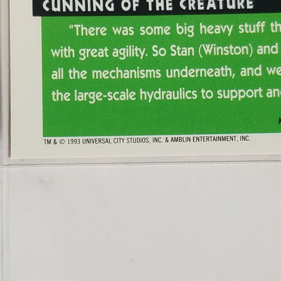 Vintage JP Topps Trading Cards Lot of 10 Jurassic Park Movie Cards Lot #1 - Picture 12 of 13